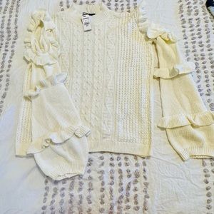 Knit cold shoulder sweater